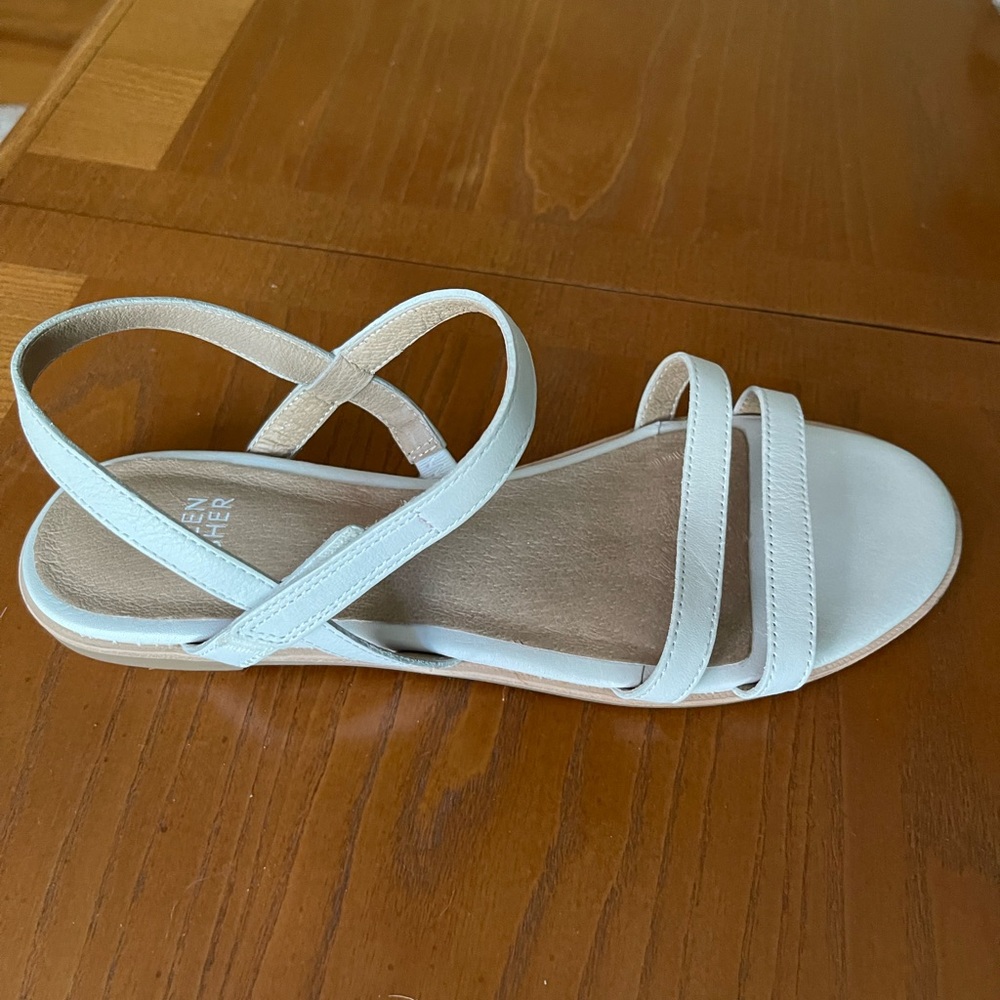 Eileen Fisher flat white sandals